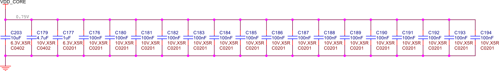 VDD core capacitors