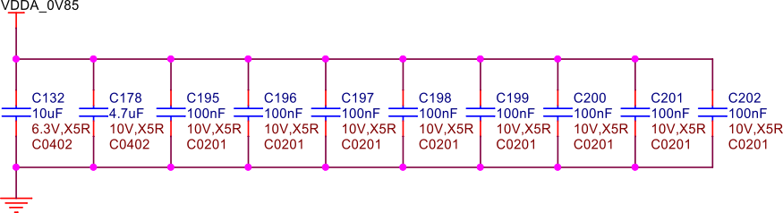 VDDA 0.85V capacitors