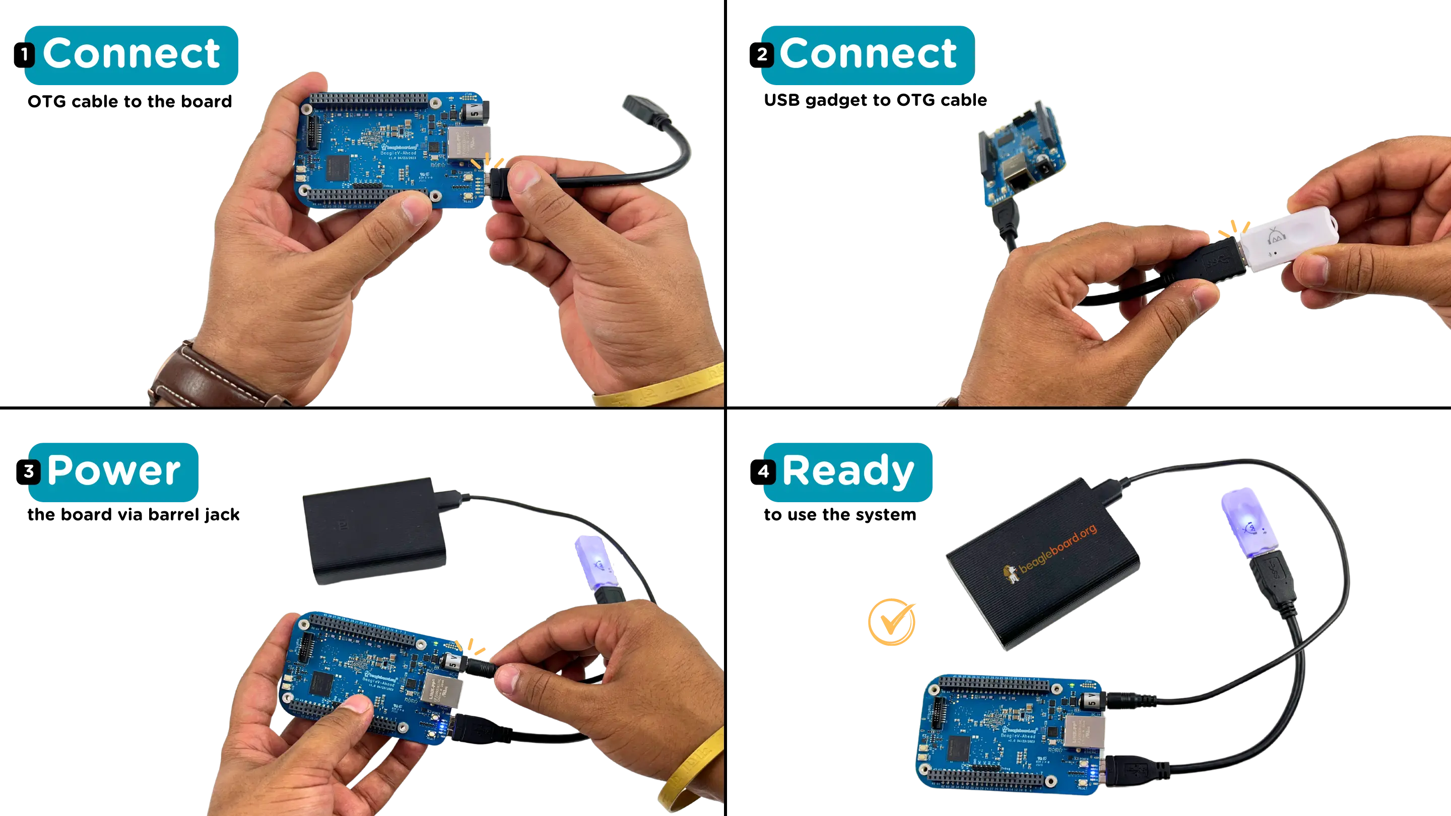 USB OTG to connect USB gadgets to BeagleV Ahead board