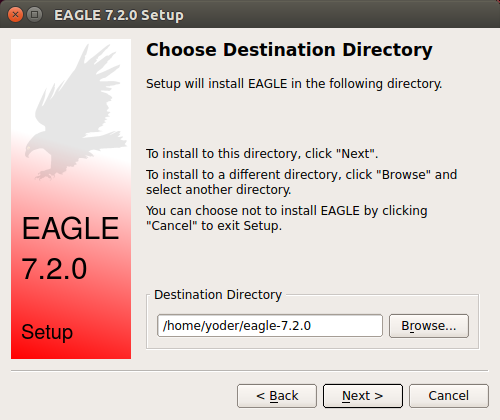 Eagle install destination directory